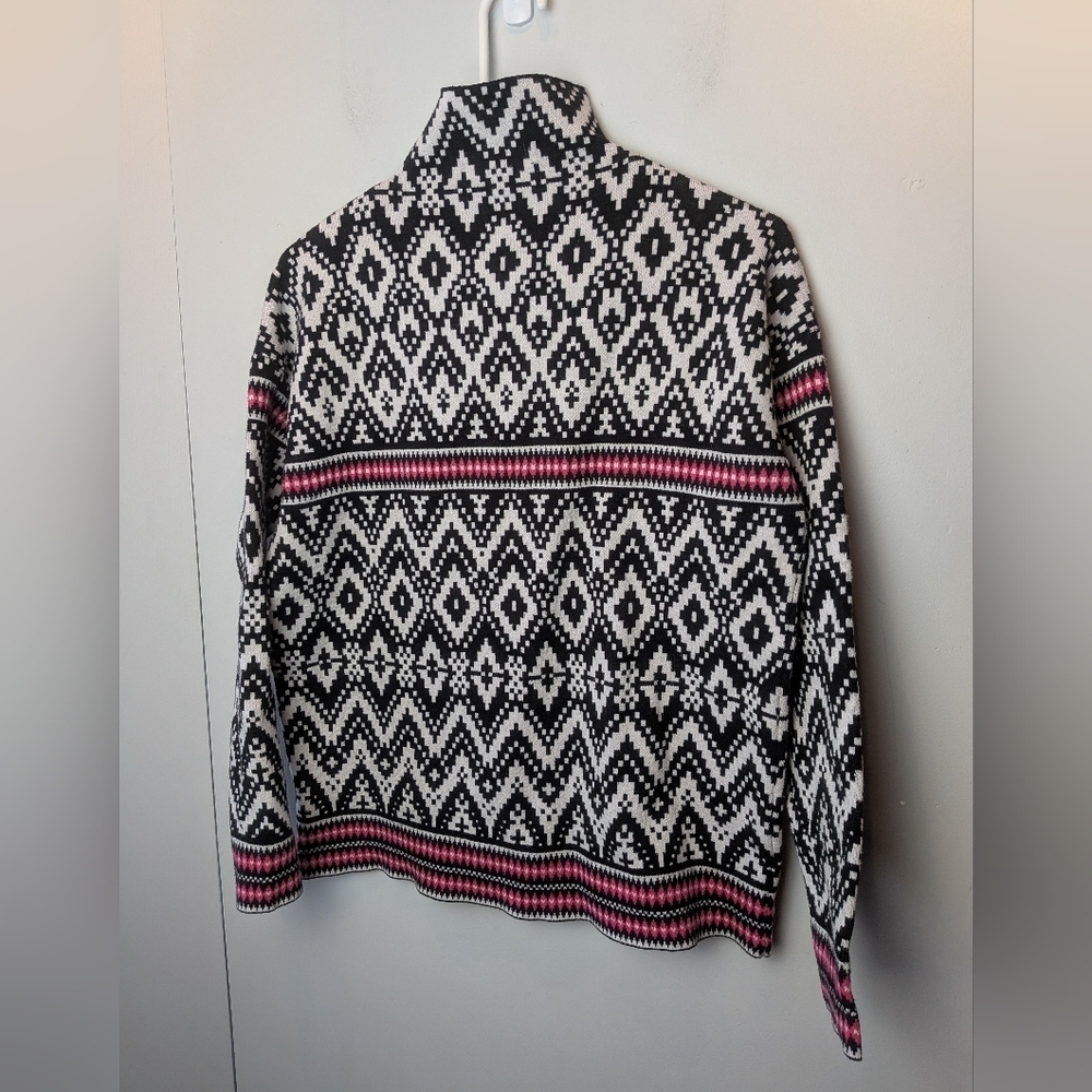 TAHARI Women Sweater Turtleneck Long Sleeve Super Soft Size Medium Black White - Picture 7 of 9